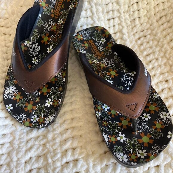 Aerosoft Annette Women's Brown Floral Thong Sandals Size 36/Size 6 - Picture 7 of 13